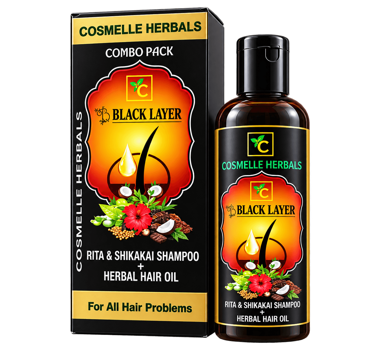 Black Layer: Hair Oil & Rita & Shikakai Shampoo Combo Pack