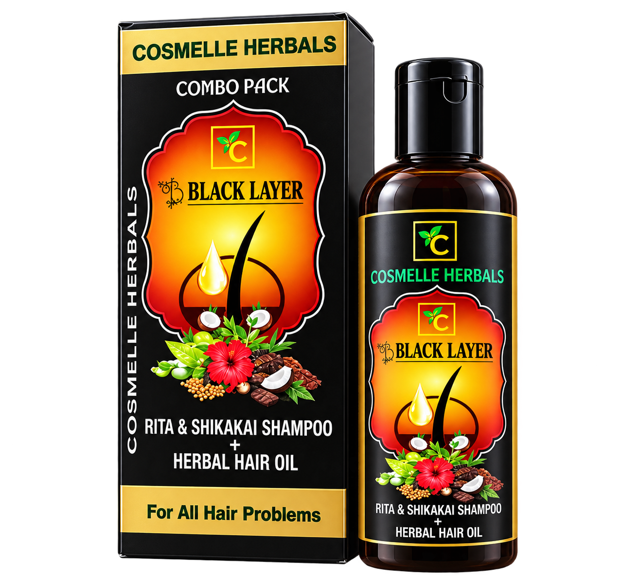 Black Layer: Hair Oil & Rita & Shikakai Shampoo Combo Pack